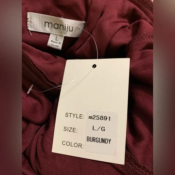 NWT Maniju L Formal Gown Burgundy Style m25891 Lace Bodice - Picture 4 of 9